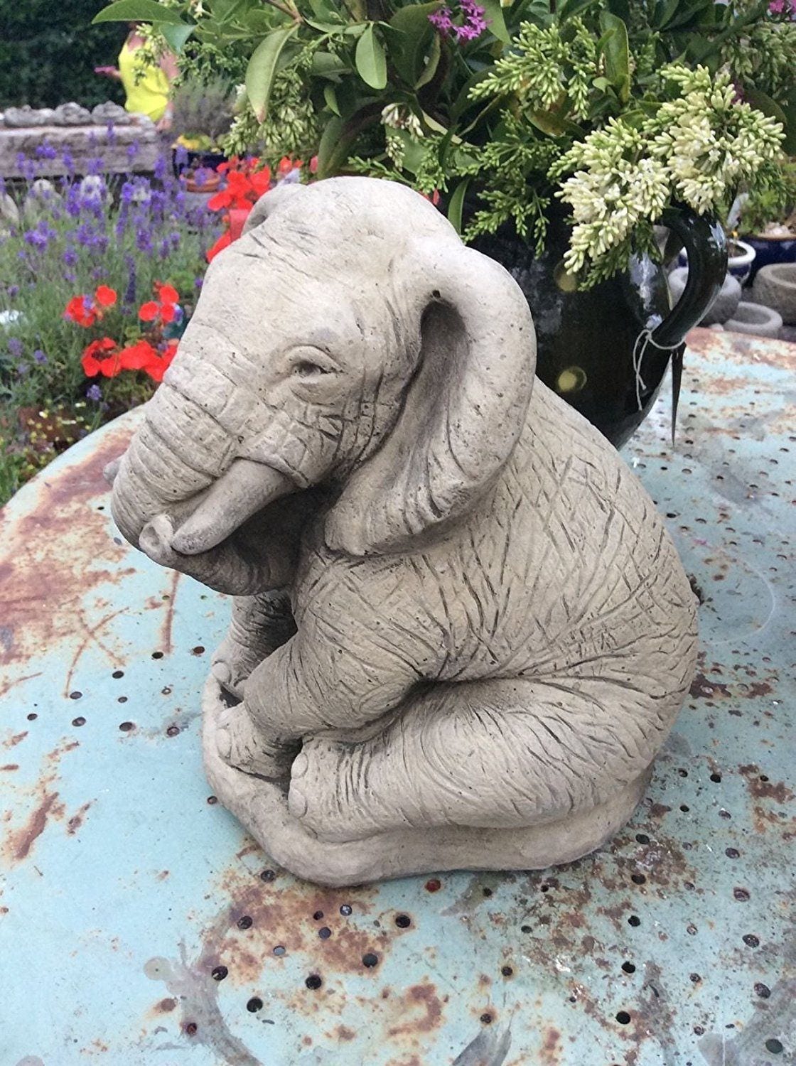 Large Stone Elephant Garden Ornament Statue Etsy UK