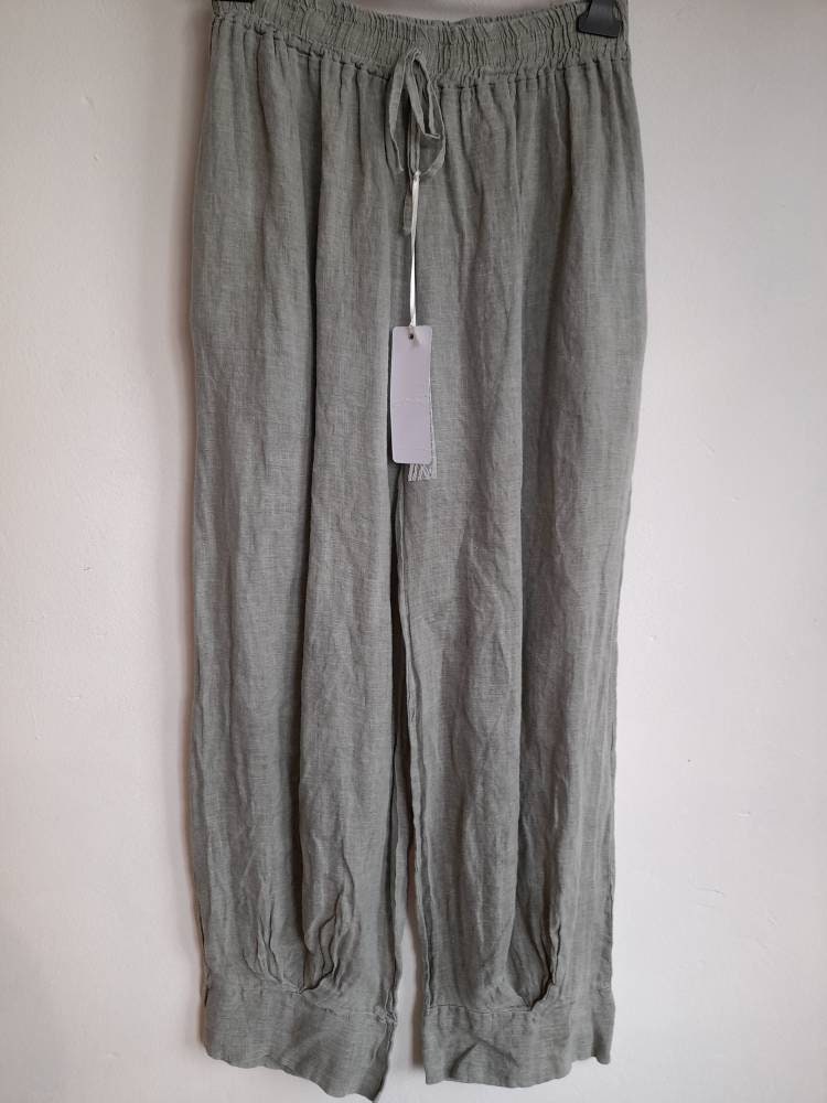 Ladies Italian Green Harem Linen 