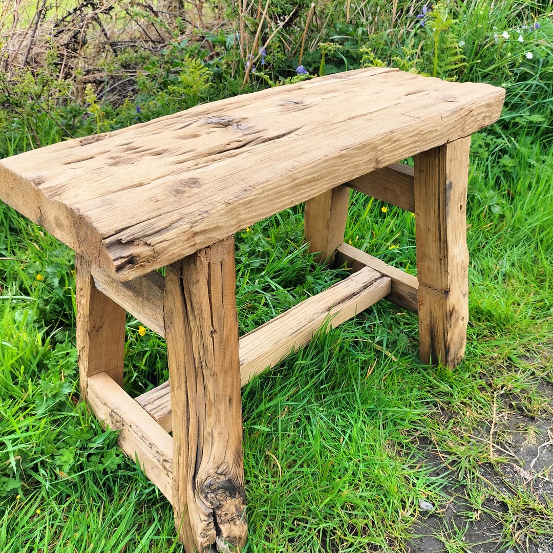 Antique Chunky Rustic Wooden Stool Side Table - Etsy
