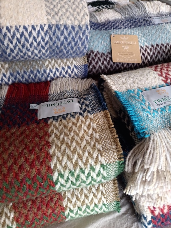 Recycled Welsh Wool Blanket, Thicker Weave Throw, Made in Wales