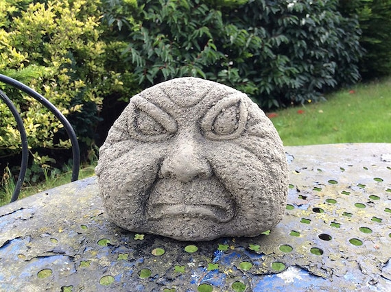 Grumpy Face Rock Garden Ornament Fun Gift Grumpy Face Rock Garden Ornament Fun, Stone Faces Garden Ornaments