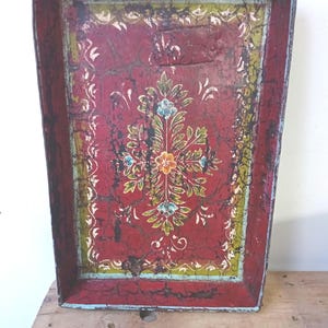 Vintage tray hand painted recycled reclaimed metals made in India