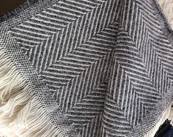 Welsh woolen blanket throw  gift made in Wales thick weave Charcoal