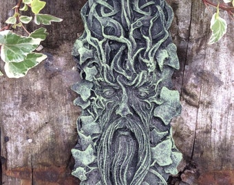 Stone garden Celtic Greenman wall plaque garden ornament 3 colours