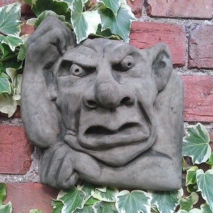 Stone gargoyle wall plaque garden ornament