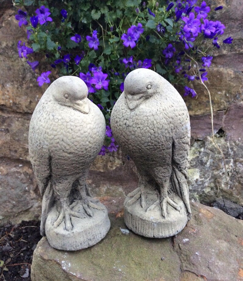 Pair of Stone Garden Bird Dove Pigeon Ornament Wedding Etsy