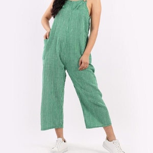 Jumpsuit cotton bright stripey ladies summer dungarees one size 10-16 6336R image 7