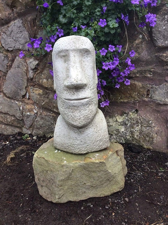 Easter Island stone garden statue ornament 35cm Etsy