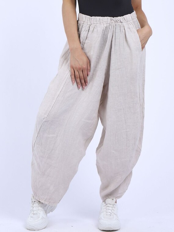 Made in Italy Relaxed Cocoon Linen Wide Leg Plain Baggy - Etsy UK