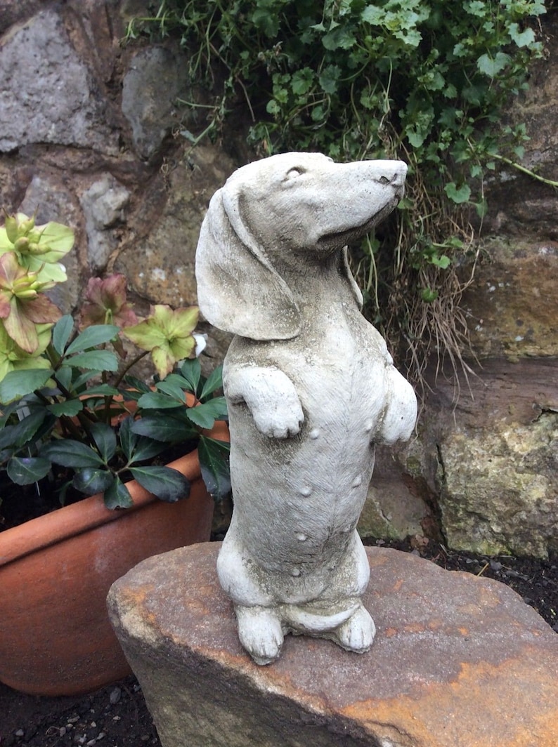 New Dachshund Sausage Dog Stone Garden Statue Ornament Etsy