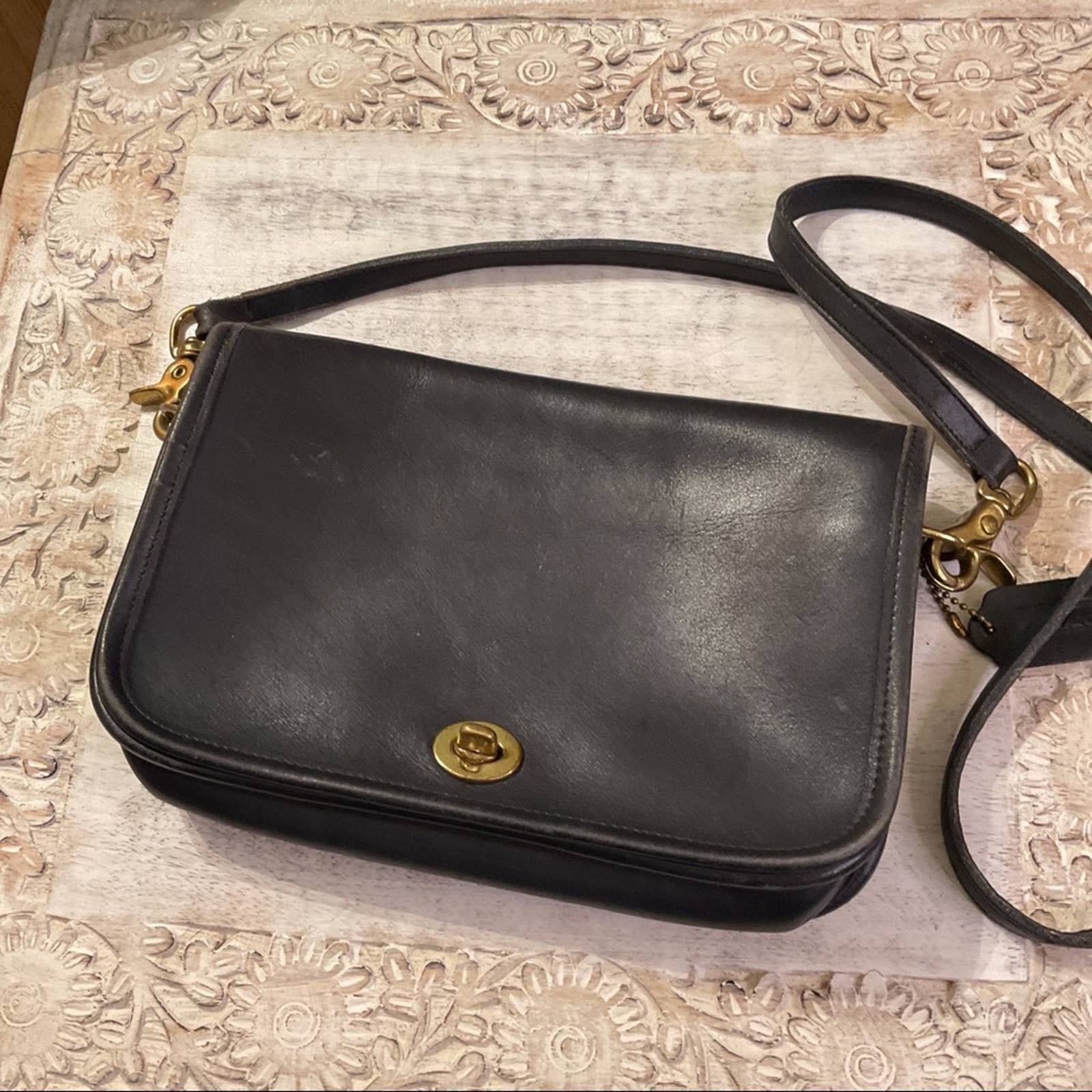 Vintage COACH Penny Pocket Bag Leather Made In USA Black | Etsy