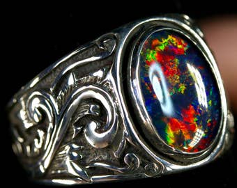 Men's Ring. Genuine Australian Natural Opal ring. Large | Etsy