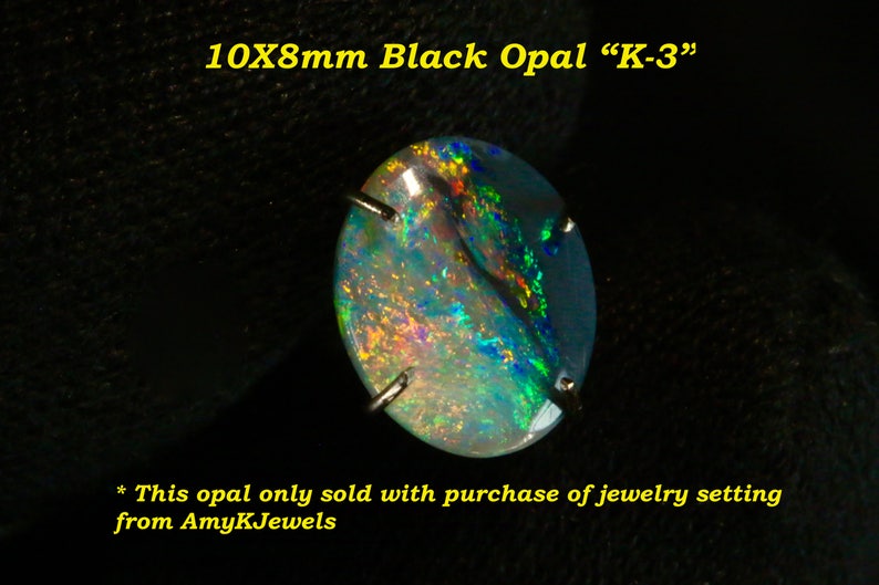 *Only sold with purchase of opal ring setting from AmyKJewels Australian Solid Black Opals on VIDEO Black opal collection 10X8mm.VIDEO K