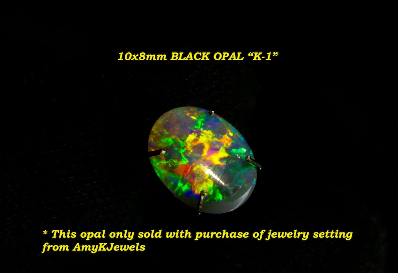 *Only sold with purchase of opal ring setting from AmyKJewels Australian Solid Black Opals on VIDEO Black opal collection 10X8mm.VIDEO K