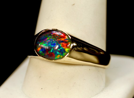 Natural Opal men's ring.Genuine Australian Opal | Etsy