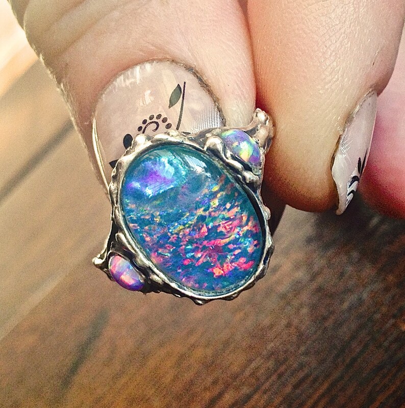Spectacular Genuine Australian Opal ring.Set in this Handmade | Etsy