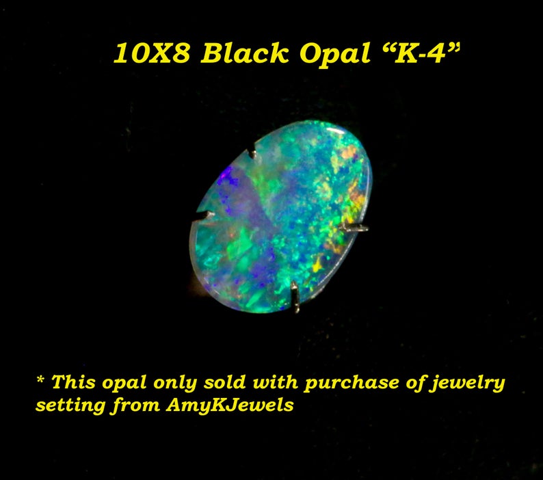 *Only sold with purchase of opal ring setting from AmyKJewels Australian Solid Black Opals on VIDEO Black opal collection 10X8mm.VIDEO K