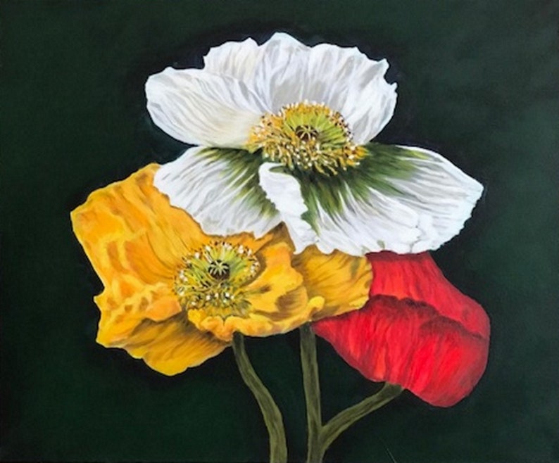 Peintures Sur Toile Paysage Peinture Acrylique Fleurs Etsy