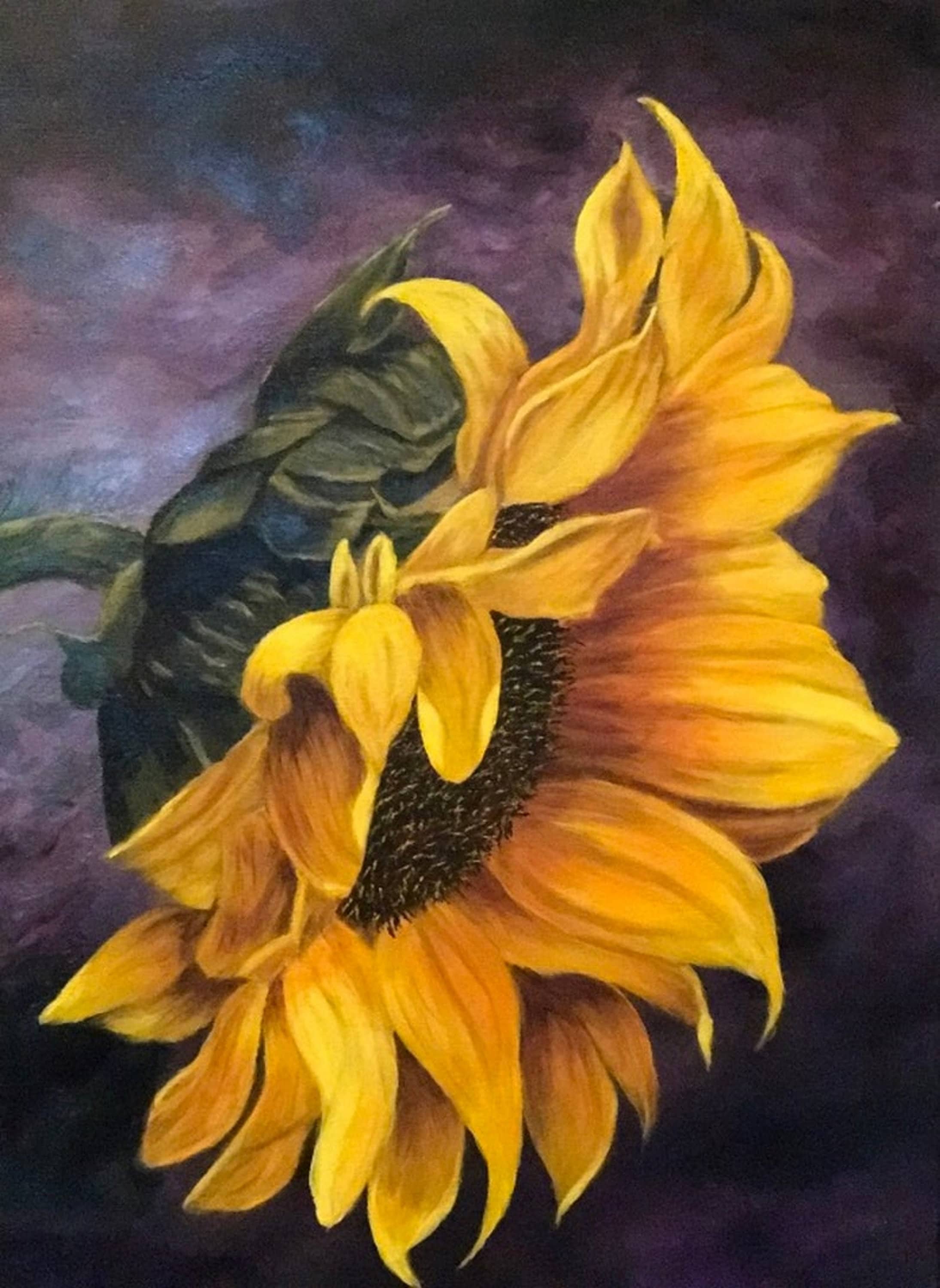 Flor de pintura acrílica girasol pintura acrílica original | Etsy