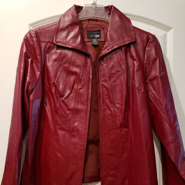 Red Leather Jacket - Etsy