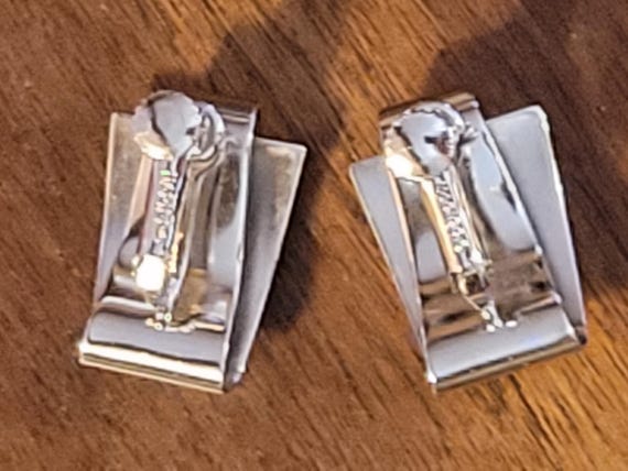 Silver Button Style Fashion rectangular Clip On S… - image 9