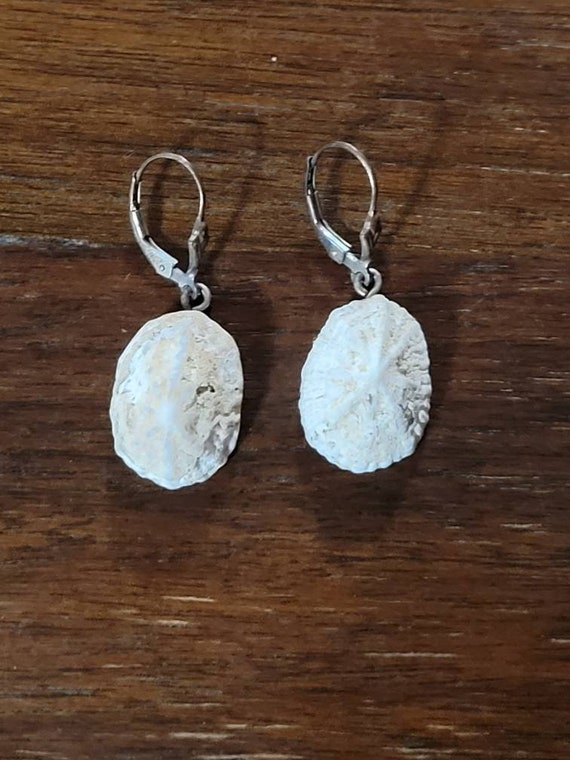 Sterling Silver Dangle Natural Shell Earrings - image 1