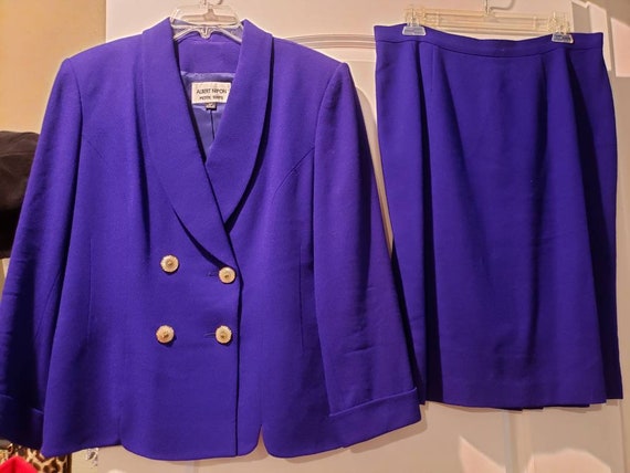 SALE Vintage Albert Nipon Petite Suits Purple Ski… - image 1