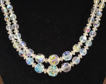 Collar vintage de cristal de los años 50 de doble vuelta