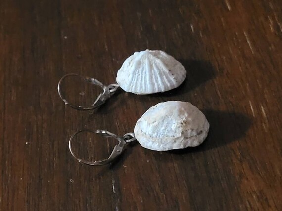 Sterling Silver Dangle Natural Shell Earrings - image 8