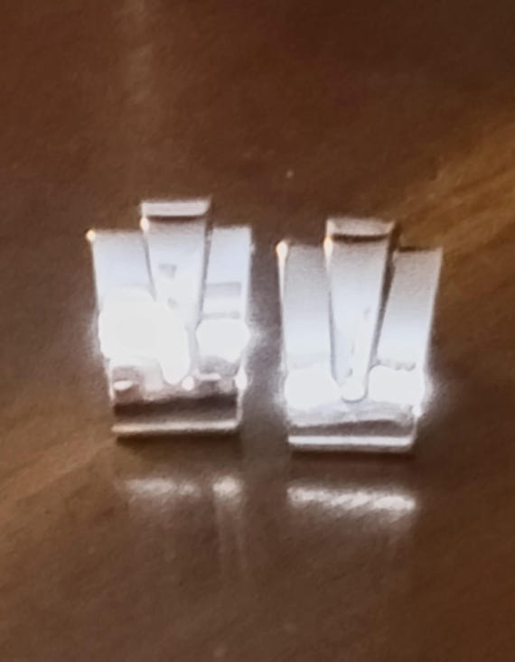 Silver Button Style Fashion rectangular Clip On S… - image 1