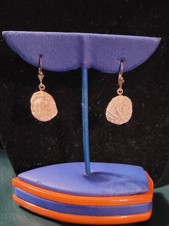 Sterling Silver Dangle Natural Shell Earrings - image 4