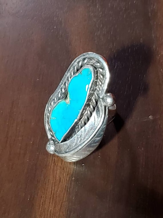 SALE Large Sterling Silver Turquoise Ring