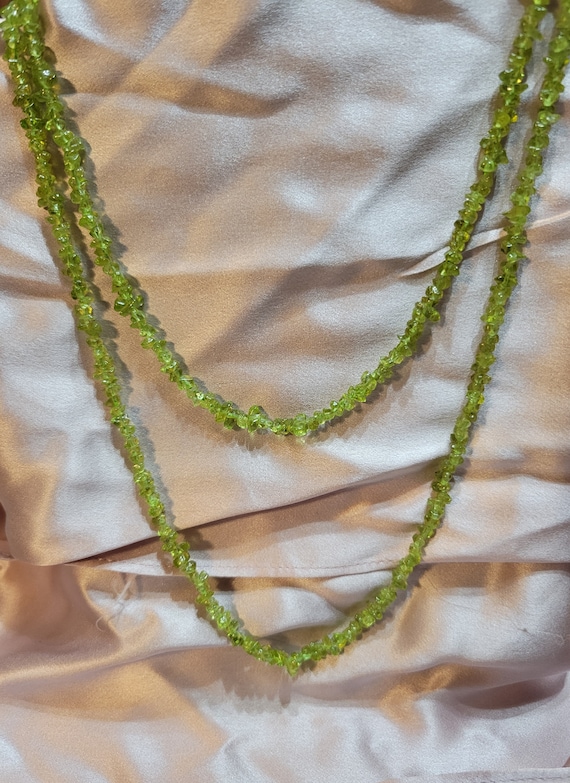 Green Peridot beads long Necklace