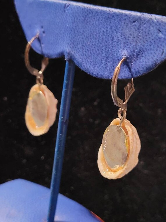 Sterling Silver Dangle Natural Shell Earrings - image 7