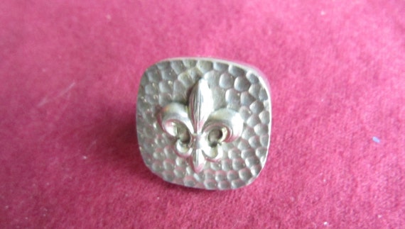 Sterling Silver Fleur de Lis Square top Ring - image 4