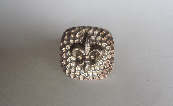 Sterling Silver Fleur de Lis Square top Ring - image 6