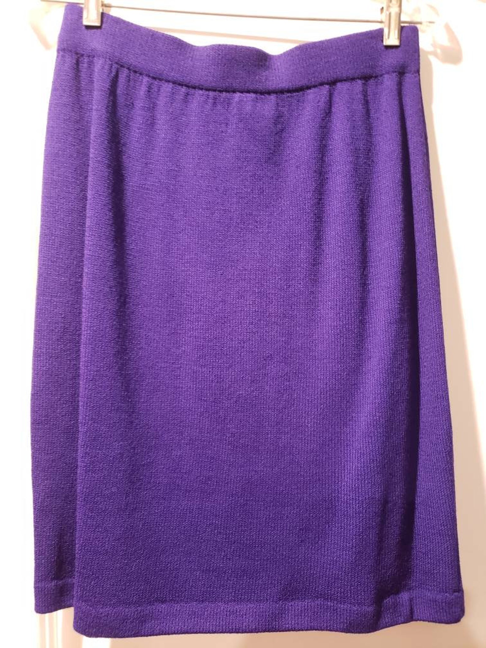 St. John Knit Purple Skirt Suit with Crest sz 8 Vintage | Etsy