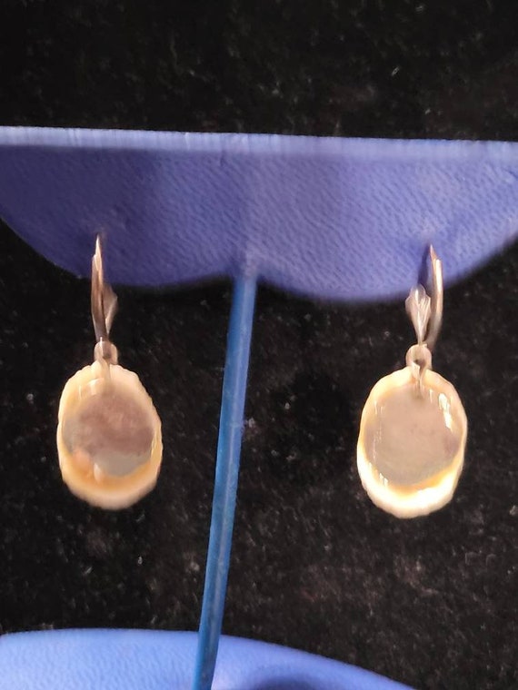 Sterling Silver Dangle Natural Shell Earrings - image 5