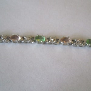 Sterling Silver Peridot and Quartz/Topaz Gemstone Bracelet (August and November&#39;s Birthstone)