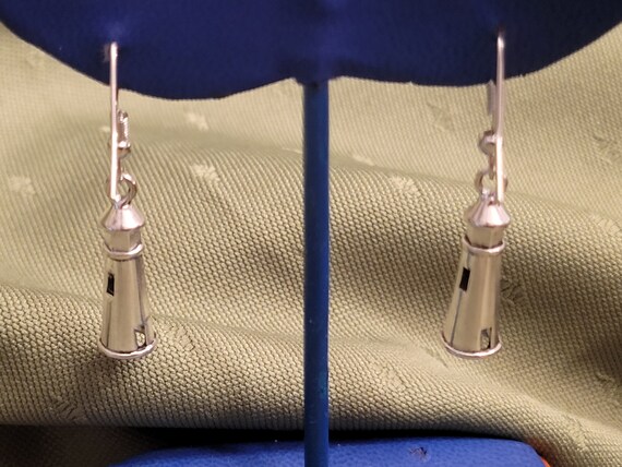 Lighthouse 3D Dangle Earrings Silver - image 3