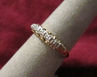 Vintage-Antique 14kt yellow and white gold 6 Diamond Wedding Ring Band