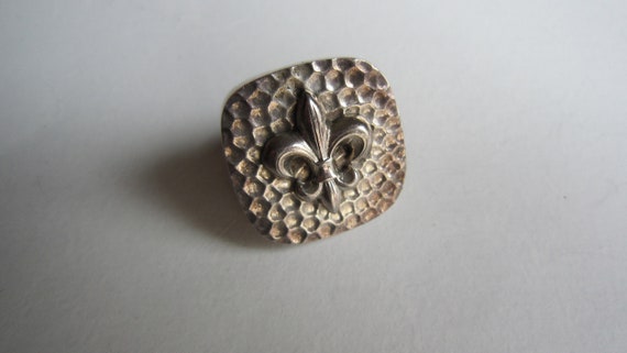 Sterling Silver Fleur de Lis Square top Ring - image 5