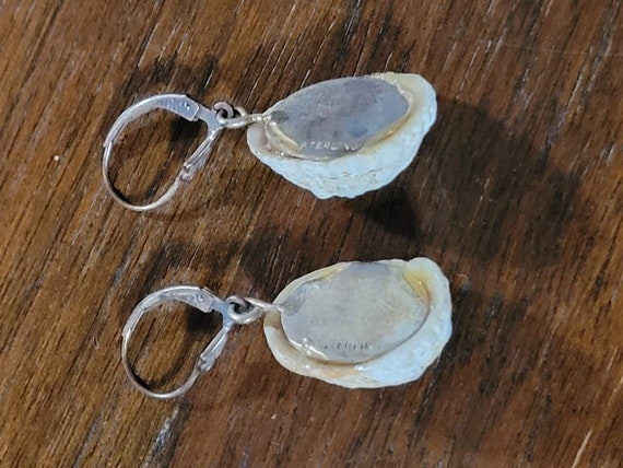 Sterling Silver Dangle Natural Shell Earrings - image 9