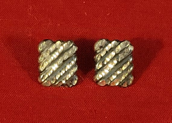 Sterling Silver Rectangular Fashion Stud Earrings - image 1