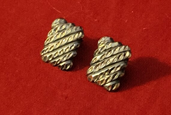 Sterling Silver Rectangular Fashion Stud Earrings - image 3