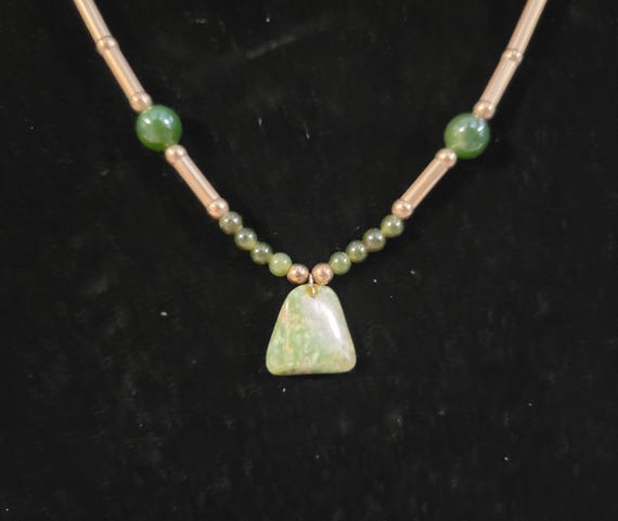 Vintage Jade Necklace Gold finish