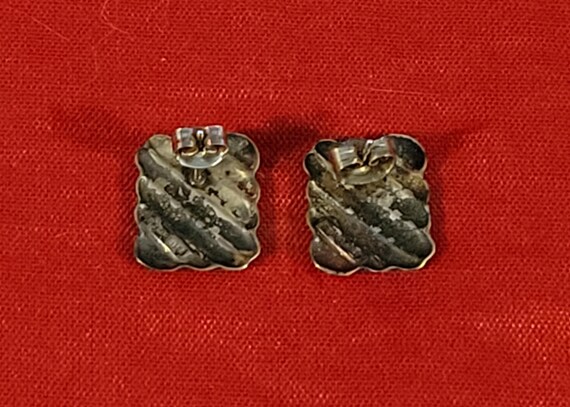 Sterling Silver Rectangular Fashion Stud Earrings - image 6
