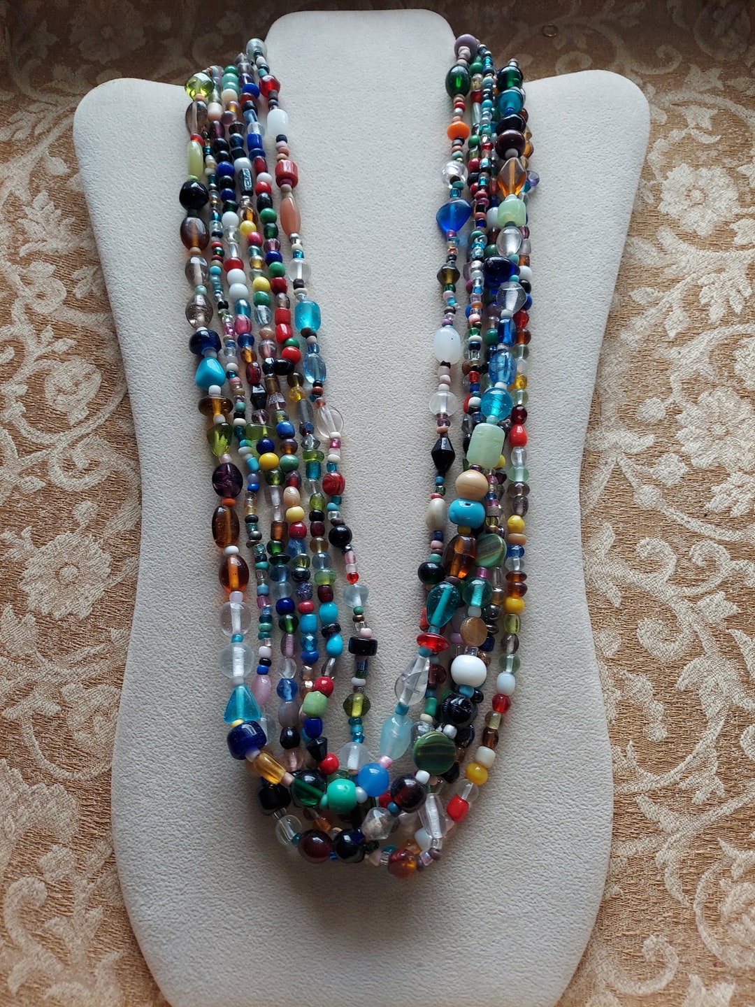 ETG83 Glass Mardi Gras Beads From a New Orleans Carnival Paradelot of