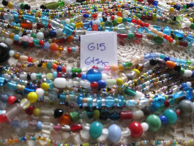 G15--One Dozen Glass Bead Mardi Gras necklaces from a New Orleans Carnival Parade