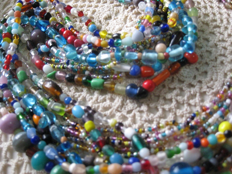 G15--One Dozen Glass Bead Mardi Gras necklaces from a New Orleans Carnival Parade